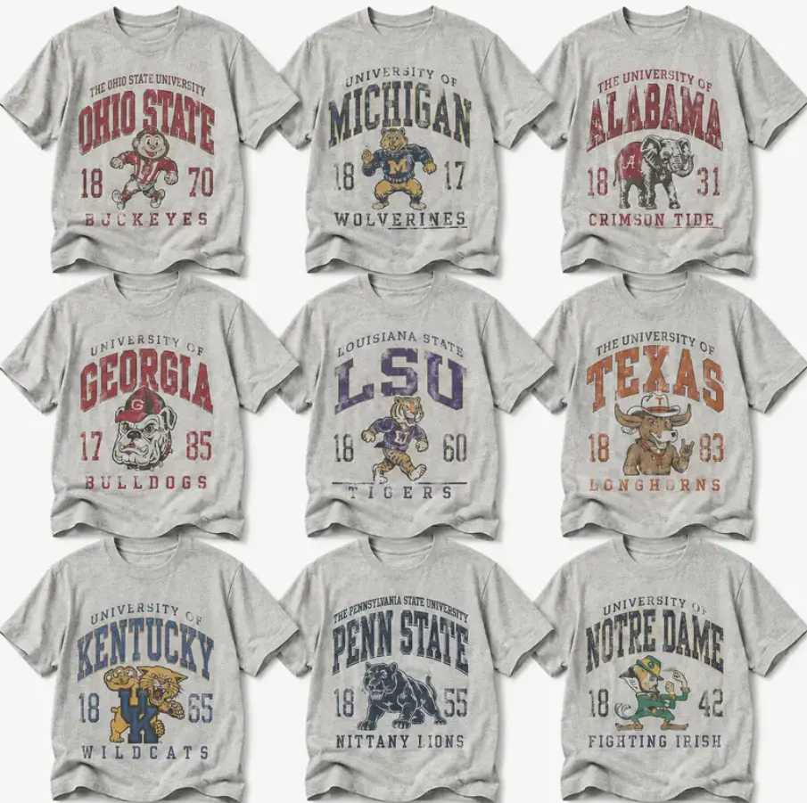 Vintage All Team Mascot Ash Grey T-Shirt, Retro College Team Graphic Tee, Distressed Game Day Fan Apparel Gift for Men Women, Fashion For All