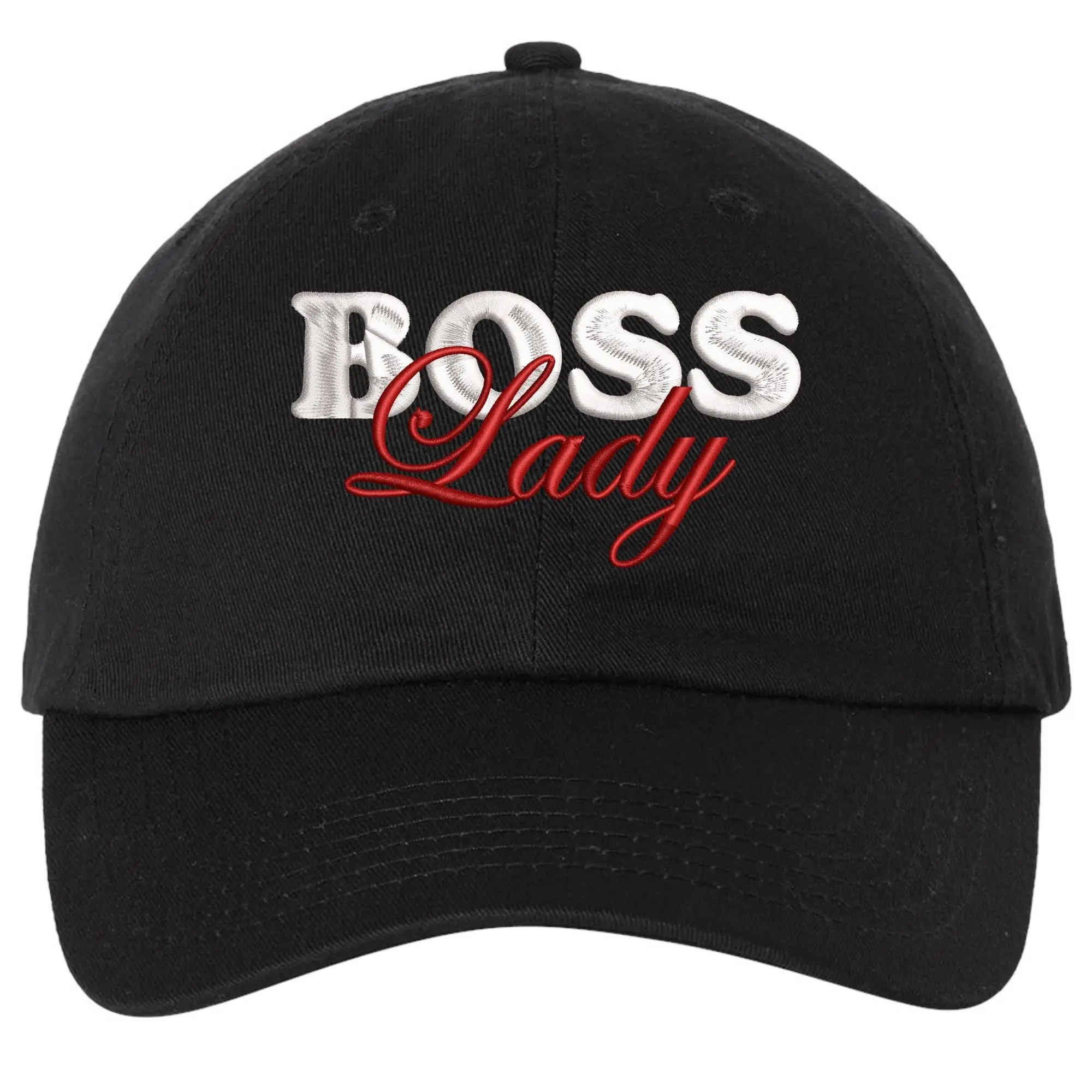 Boss Lady Embroidered Dad Hat, Women's Soft Cotton Low Profile Baseball Cap with Unstructured Crown and Adjustable Fit, Low Profile Hat, Ventilation Eyelets, Confidence Booster, Casual, Adjustable Buckle, Cooling, Visor Hat, Everyday