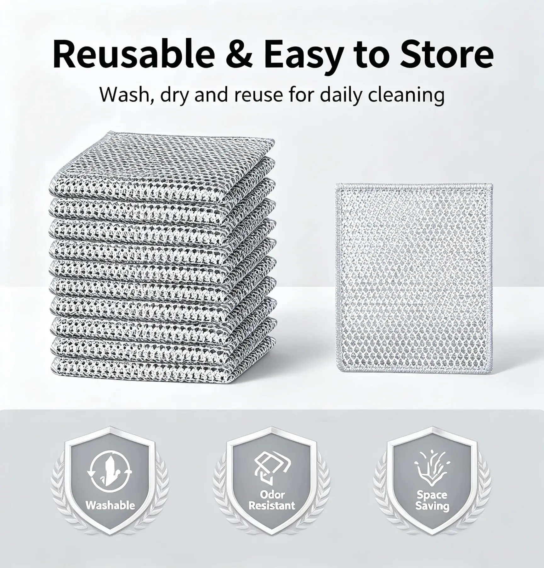 Metal Wire Mesh Cleaning Cloths - Reusable, Non-Scratch, Stain-Resistant, Quick-Drying, Functional Mesh Cloth for Kitchen Cleaning, Daily Chores, Eco-Conscious Users (20 Count) Home Care Supply