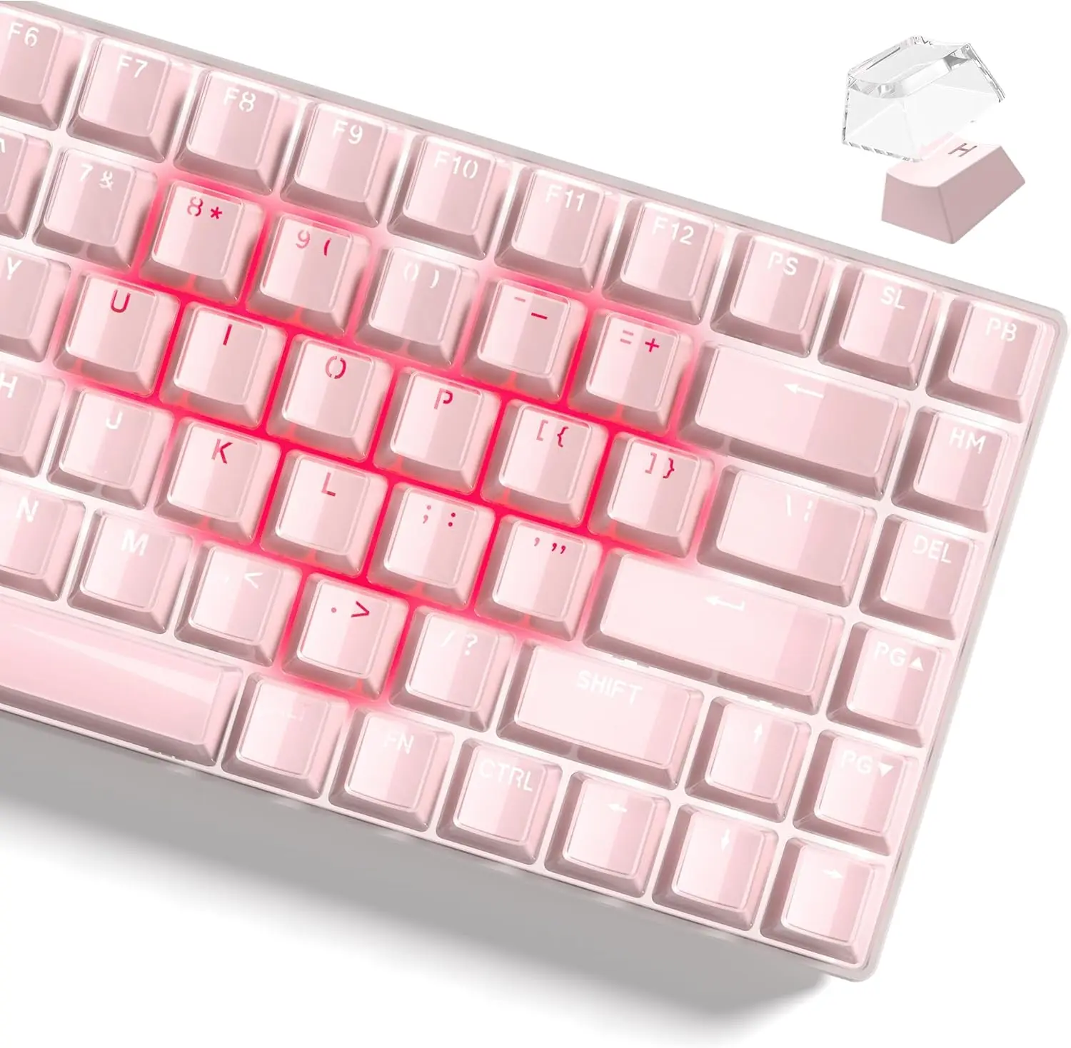 Womier Crystal Cute Backlit Jelly Keycap Set, 118-Keys OEM Profile with Glossy Finish for 61/68/84/87/98/100 Cherry Gateron MX Switches Mechanical Keyboards, Colored Ergonomic Keycaps