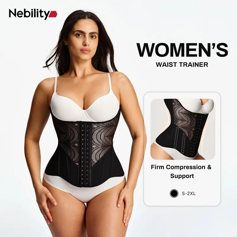 Nebility Women's Waist Cincher Tummy Control Hourglass Body Shaper with Back Support Built-in Steel Frame  Womenswear Sport Girdle  shaper  belt tummy  wrap  waist  trainer extreme