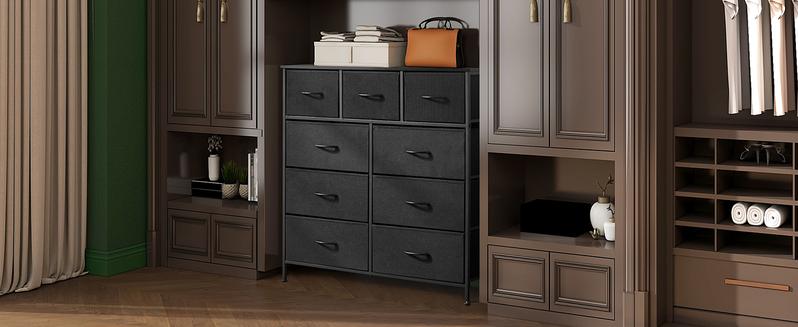 [DEAL] 9-Drawer Dresser, Storage Unit Organizer Chest for Clothes Tall Dresser & Chest for Bedroom, Hallway, Living Room, Dorm- Steel Frame, Wood Top