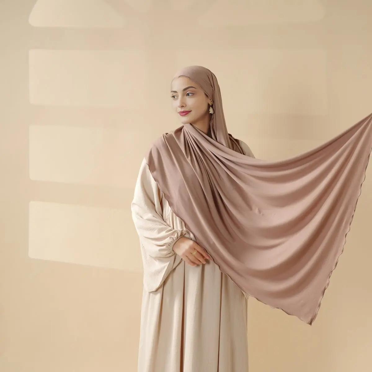 Women's Premium Modal Fabric Solid Color Hijab - Soft Modal Head Scarfs, Breathable Lightweight Stretchy Modesty Hijab Wrap for Workouts, Quick Eid Styling, One Size