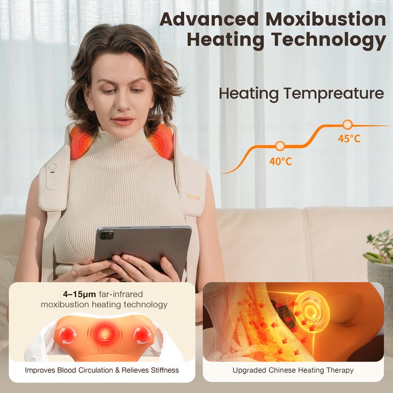 Breo N6 Mini Neck Massager with Heat - Plum-Blossom Rolling Massage for Neck & Shoulder Tension Relief - Cordless & Hands-Free for Home Office Travel Breo N6 Mini Neck Massager with Heat - Plum-Blossom Rolling Massage for Neck & Shoulder Tension Relief - Cordless & Hands-Free for Home Office Travel