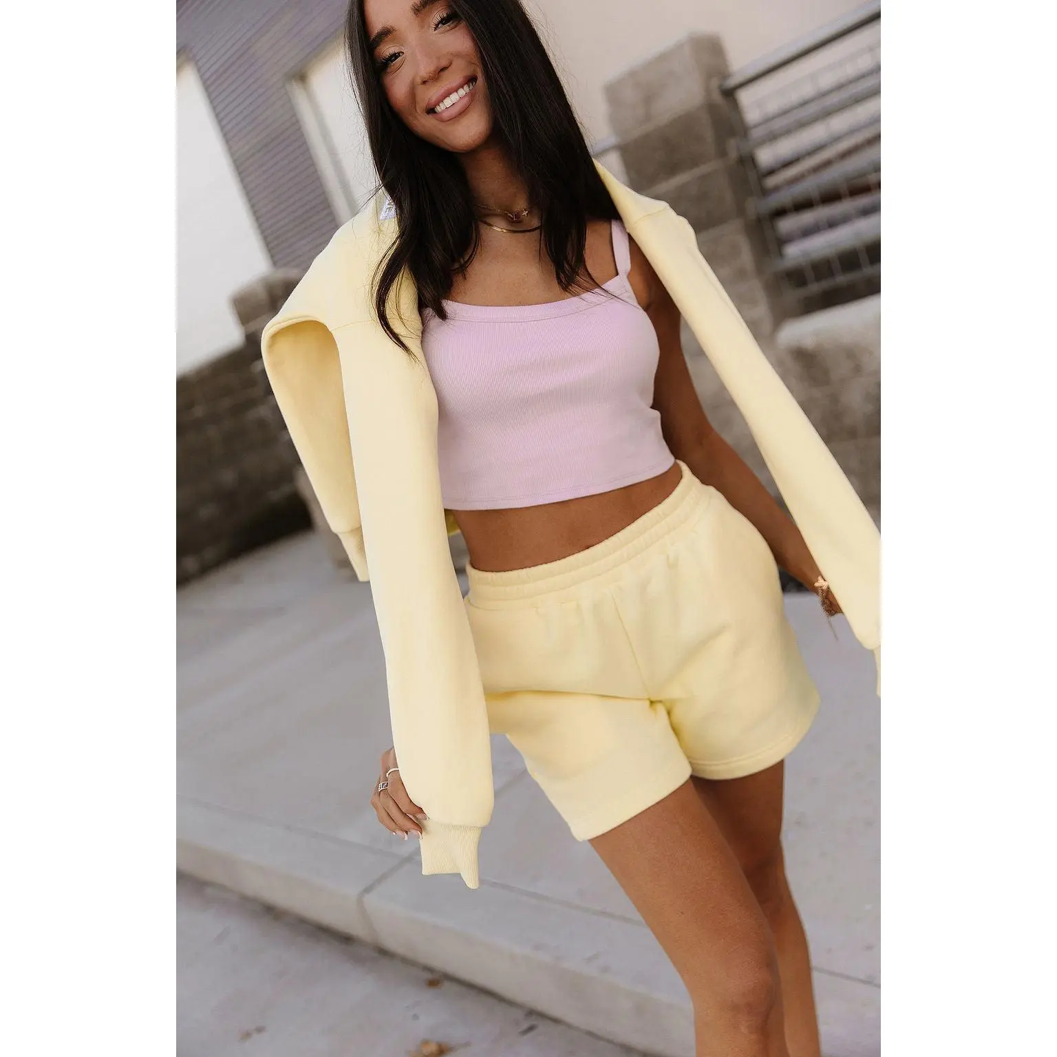 Comfort Zone Shorts - Butter | Womenswear Loungewear | Fleece Lined Shorts | Lounge Shorts | Soft Comfort | Casual Comfy | Matching | Butter Yellow