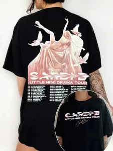 [Sale Up To 30] + [Free Ship] CARDIII BBB Graphic 2 Sided T-shirt, Miss Drama Shirt, Car-B Inspired Little Miss Drama Tour 2026 Shirt, Gift For Music Fans Shirt