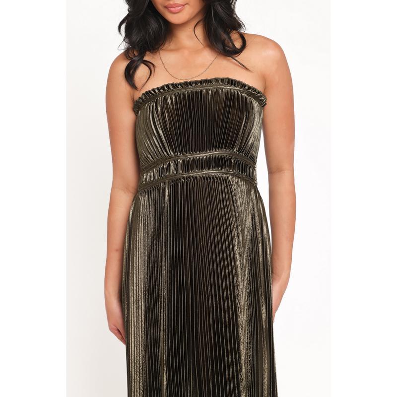 Angelique Strapless Maxi Dress - Olive