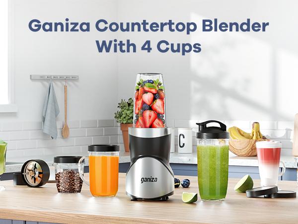 Ganiza Smoothie Blender with 14-Piece Combo Set Includes 4 BPA-Free Cups & 6-Blade Cross Blade for Smoothies Juices & More 800W