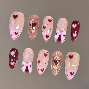 NailVesta ROSY PROMISE – 100% Handcrafted 3D Press-On Nails | Reusable, Long-Lasting, Salon-Quality