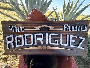 Family Last Name w/Est. Date Personalized Flamed Redwood sign