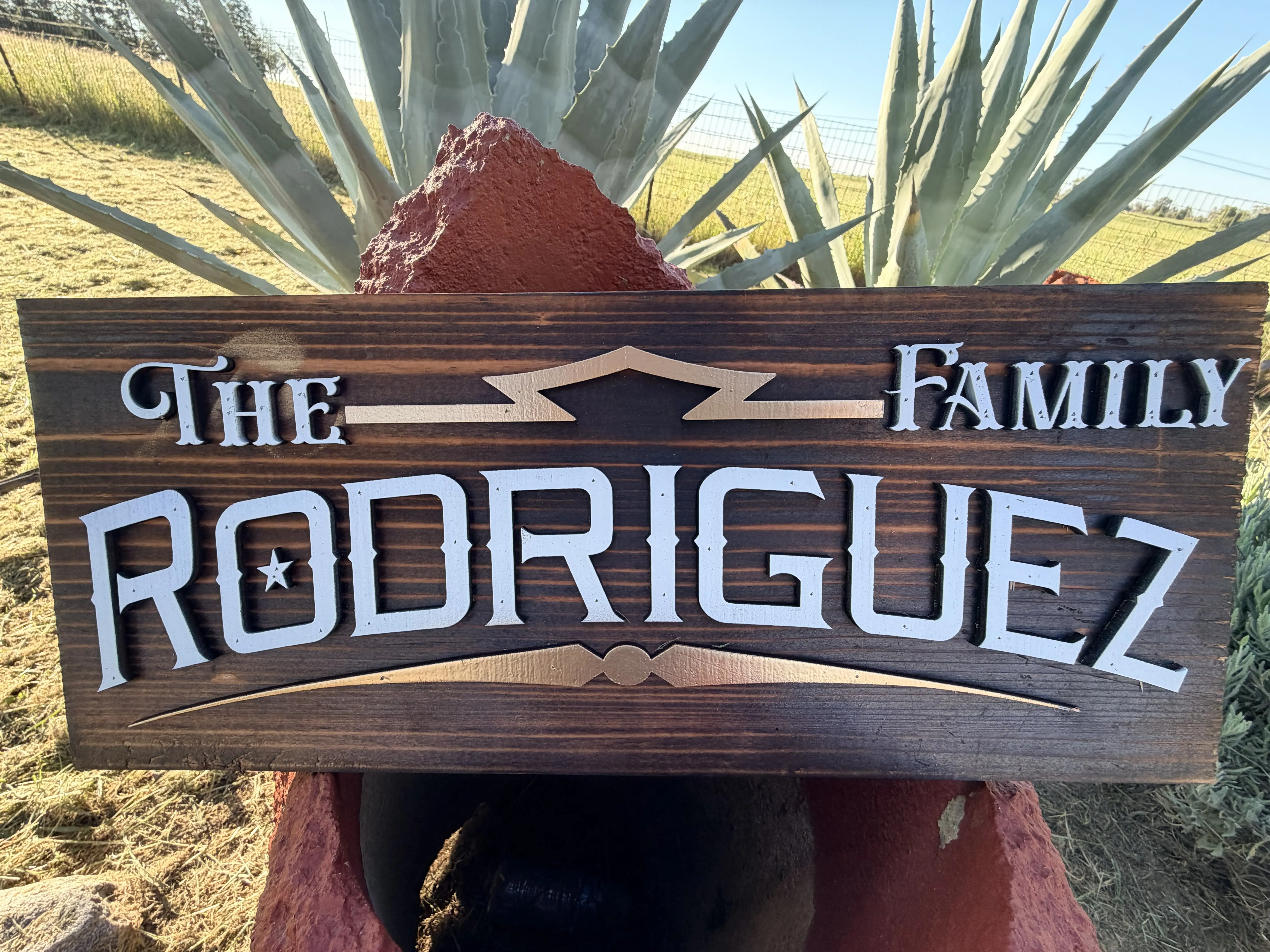Family Last Name w/Est. Date Personalized Flamed Redwood sign