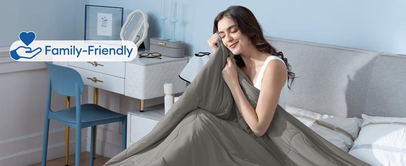 PHF Cooling Comforter King Size, EcoCosy Breathable Cooling Blanket for Hot Sleepers, Soft Lightweight Q-Max>0.52 Summer Silky Comforter for Night Sweats to Keep Cool Super Fluffy Duvet Duvet Insert