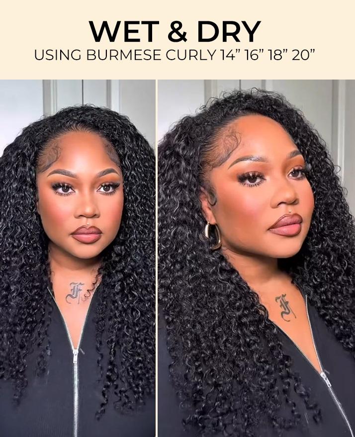 [Wequeen] Easy Blend Burmese Curly Human Hair Bundles with Free Perm Rods Brazilian Quick Weave Budget Friendly Viral Hair Natural Black Color Valentine Gifts