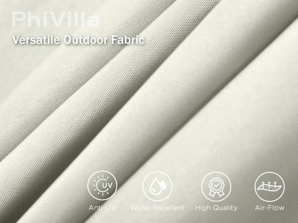 [Base & Lights] PHI VILLA 15 ft Extra Large Patio Umbrella with 36 LED Lights, Metal Construction, Includes Base, Heavy Duty for Pool Garden Backyard Outdoor Modern Design