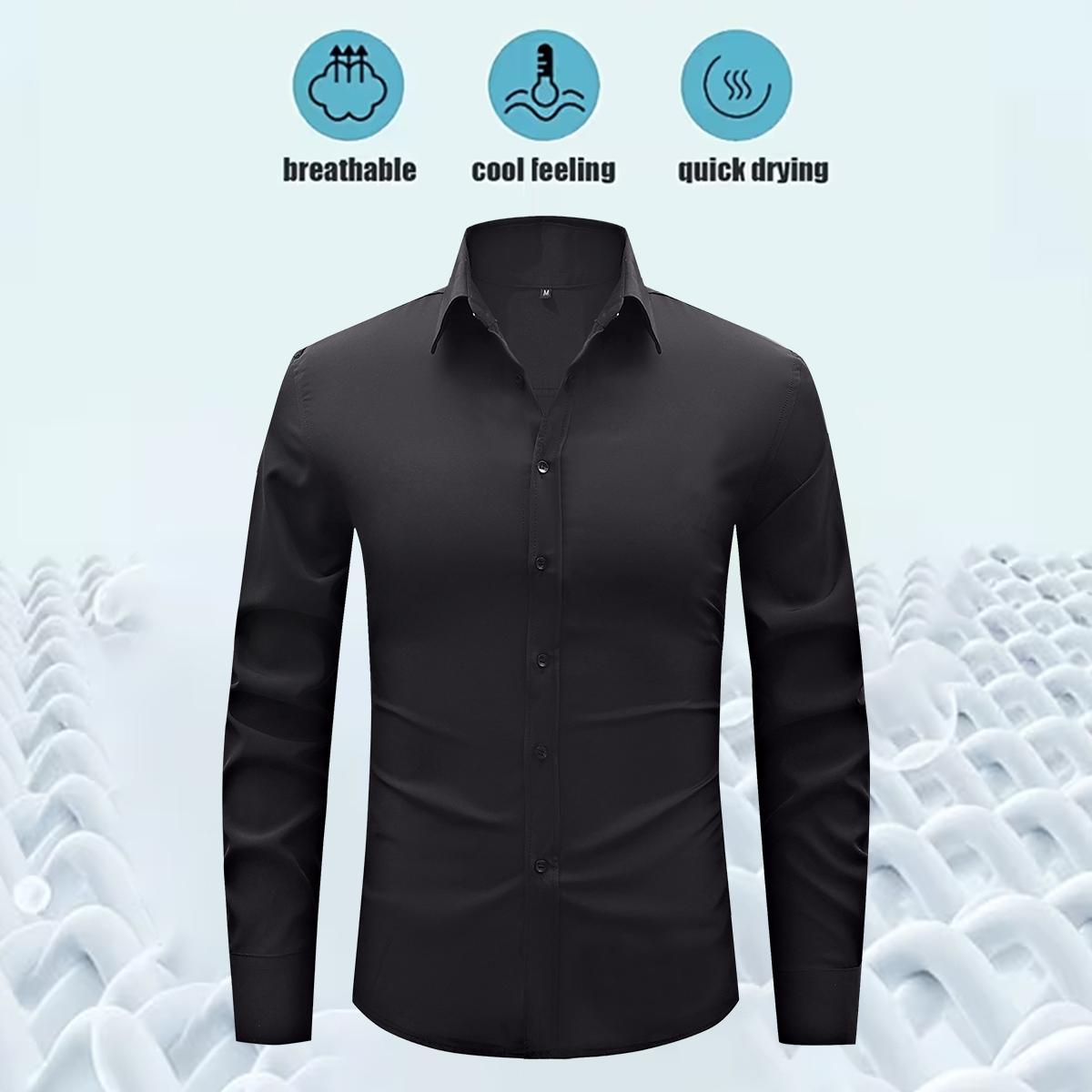 Men's Shirt Long Sleeve Wrinkle-Free Four-Sided Stretch Business High-End Shirt