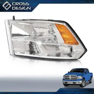 CROSSDESIGN Quad Amber Chrome Headlight Left Side Fit For 2009-2018 Dodge Ram 1500 2500 3500