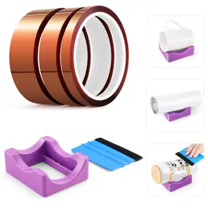 AKEYDIY Heat Tape Set(0.39"/0.78"/1.18"), 3 Rolls Sublimation Heat Resistant Tape with Silicone Cup Cradle and Felt Edge Squeegee to Apply Vinyl Decals, Tumbler Making for DIY Crafts, Heat Press Sublimation Projects