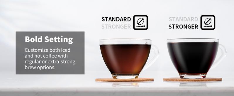 Hot & Iced Coffee Maker, Single Serve Coffee Maker for K Cup and Grounds, 6-14 Oz Brew Sizes, 50 Oz Removable Water Tank, One Cup Coffee Machine