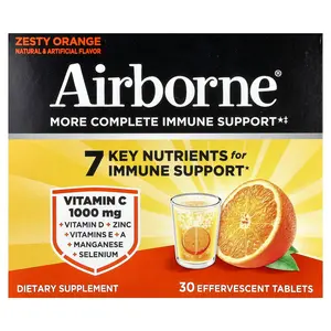 AirBorne More Complete Immune Support Supplement, Zesty Orange, 3 Tubes, 10 Effervescent Tablets Each