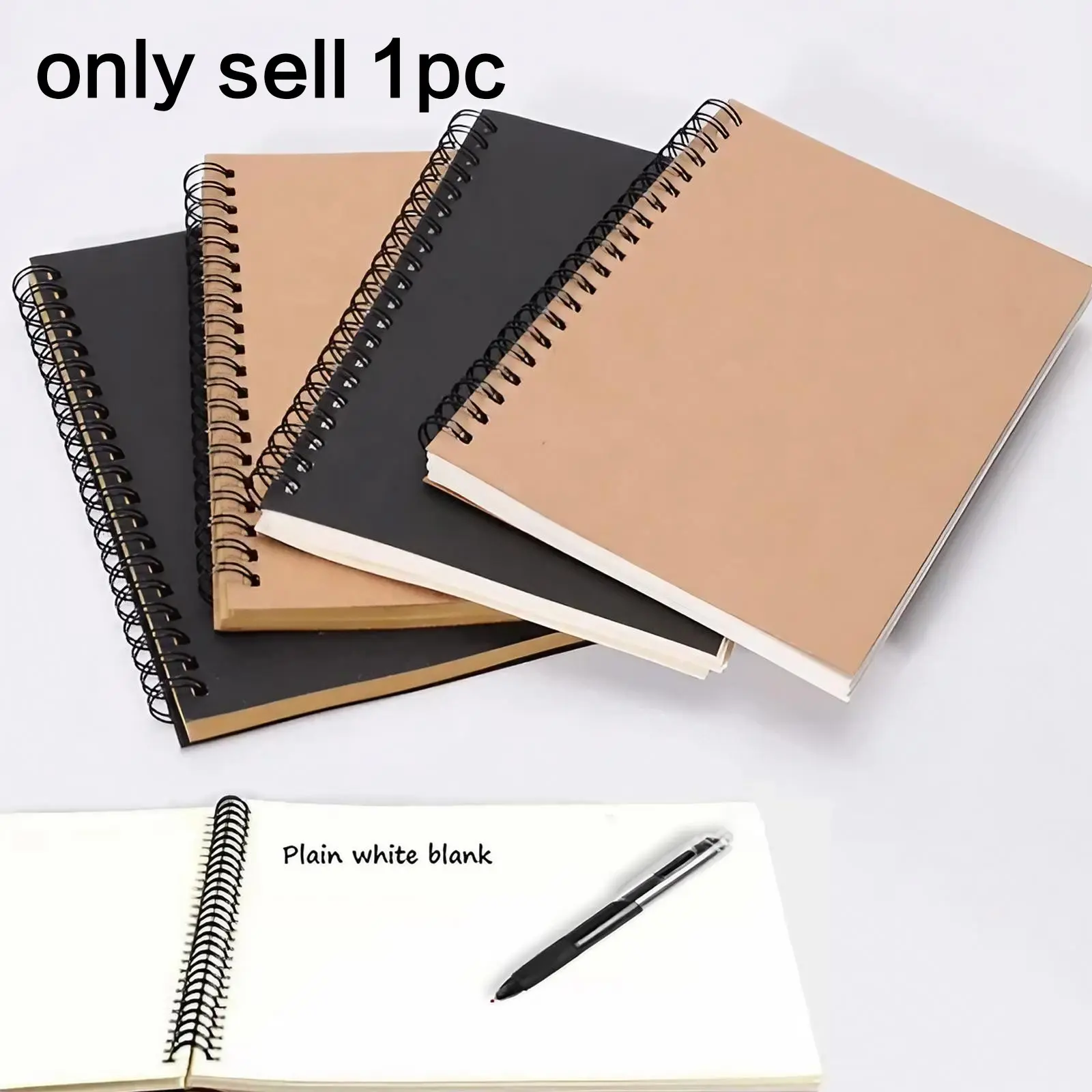 A5 Spiral Blank Sketch Book, 1 Count Travel Diary Artist Journal Creative Art Notebook, Painting Office Supplies for Students Teacher, Art Stationery Sketchbook