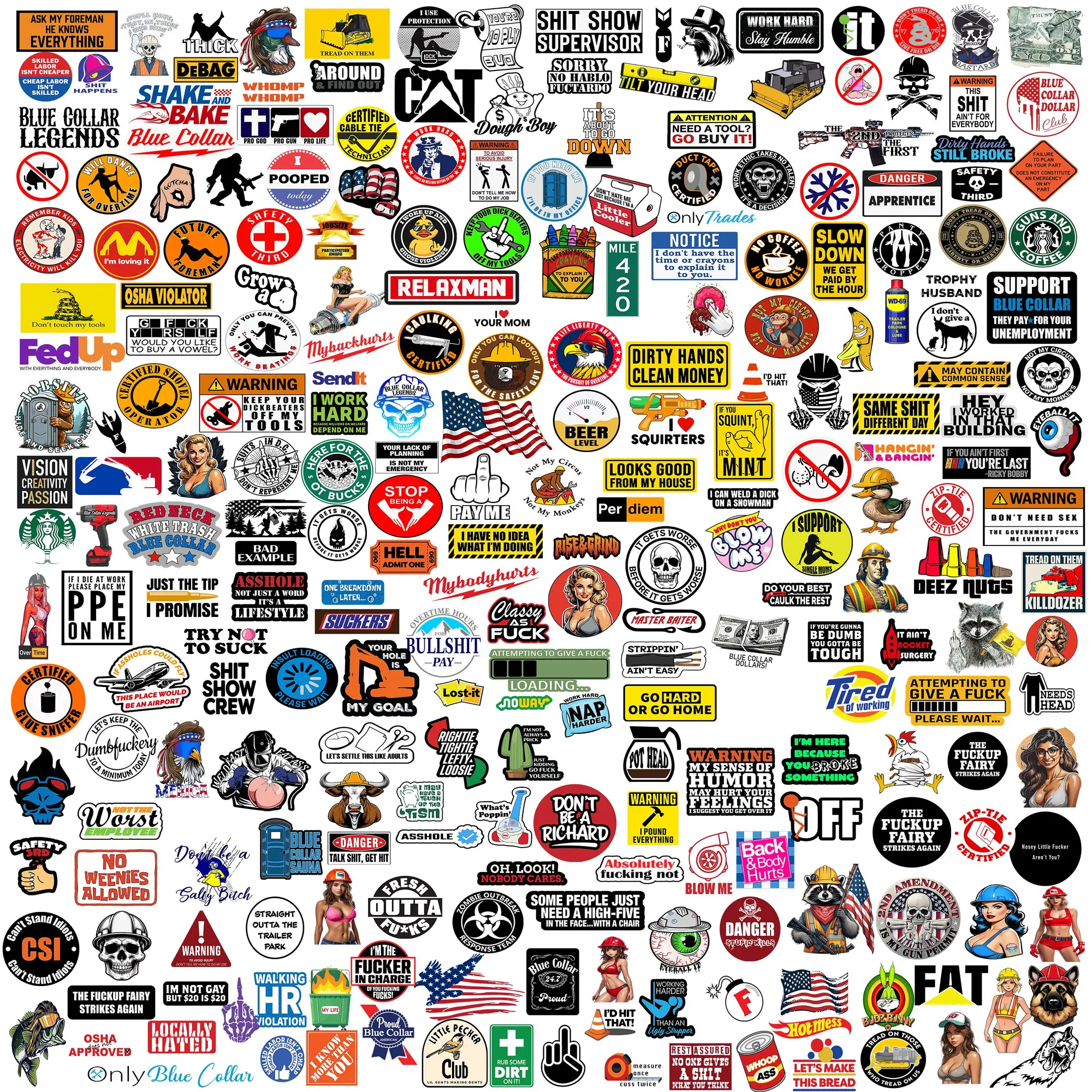 Blue Collar Legends Hard Hat Sticker Packs - High-Quality Laminated Trades Stickers, Over 300 Designs, USA Made, Durable Vinyl, Versatile Application, Proud Blue Collar