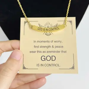 Affirmation Necklace  - God is in Control Inspiration Necklace, Adjustable Unisex Braided Christian Necklace with Motivational Message Card Gift for Men & Women Her & Him BFF BF GF, Religious Gift
