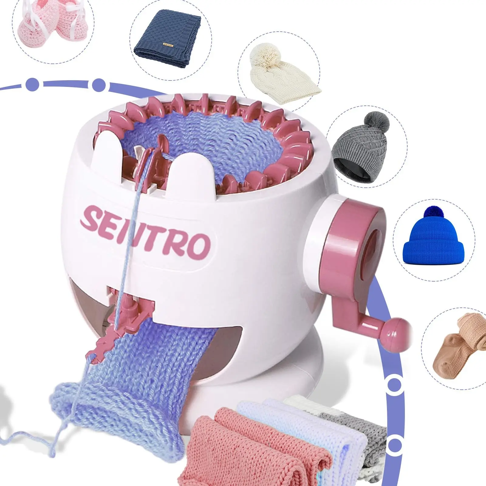 22 Needles Knitting Machine, Hand Crank Knitting Machine for Beginners, Beginner Friendly Knitting, DIY Knitting Machine Kit for Scarf Glove Socks Hats and Small Crafts