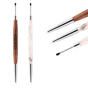 Dual Head Carving Pen Brushes Multifunction Silicone Glue Adjusting Brush Embossing Painting Tools Manicure Modeling Extension Nail Care