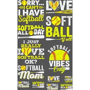SORRY I CAN'T I HAVE SOFTBALL (1) PREMADE GANGSHEET - 22X36 DTF TRANSFERS - DIRECT TO FILM