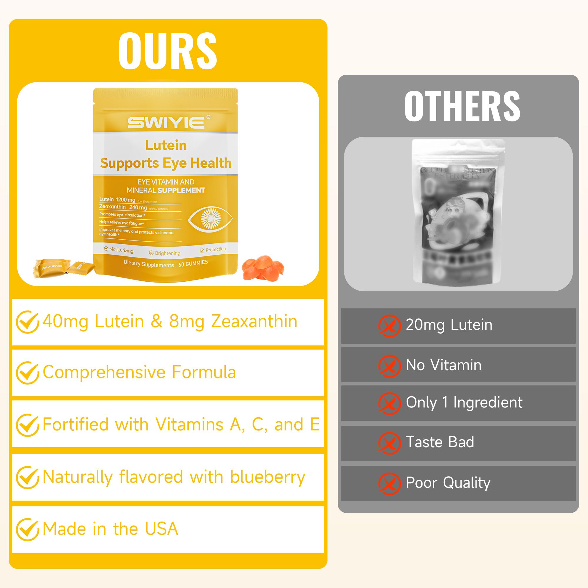 Swiyie Lutein & Zeaxanthin Gummies – Eye Health Supplement with Astaxanthin, Vitamin A C E – Blue Light Defense, Vision Support, Berry Flavor – 60 Gummies Healthcare Dietary Fitness Edible Swiyie Lutein & Zeaxanthin Gummies – Eye Health Supplement with Astaxanthin, Vitamin A C E – Blue Light Defense, Vision Support, Berry Flavor – 60 Gummies Healthcare Dietary Fitness Edible