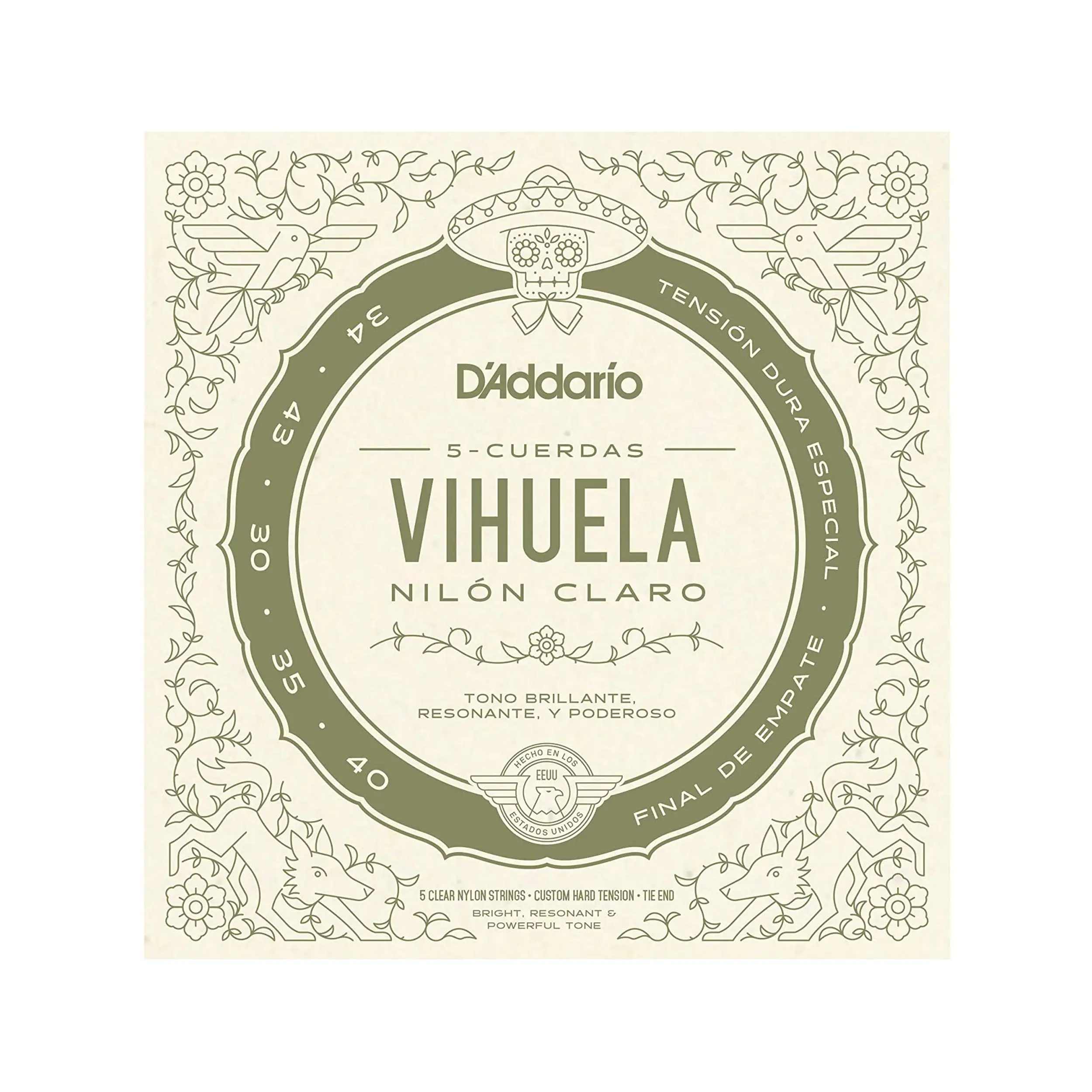 D’Addario MV10C Vihuela Custom Hard Tension Strings