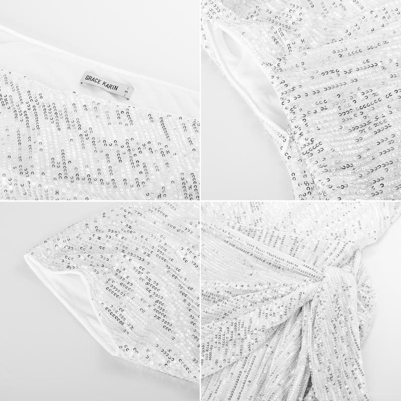 {Size runs Small} GRACE KARIN Cocktail Dresses forEvening Party One Shoulder Ruched Sequin Dresses {Size runs Small} GRACE KARIN Cocktail Dresses forEvening Party One Shoulder Ruched Sequin Dresses