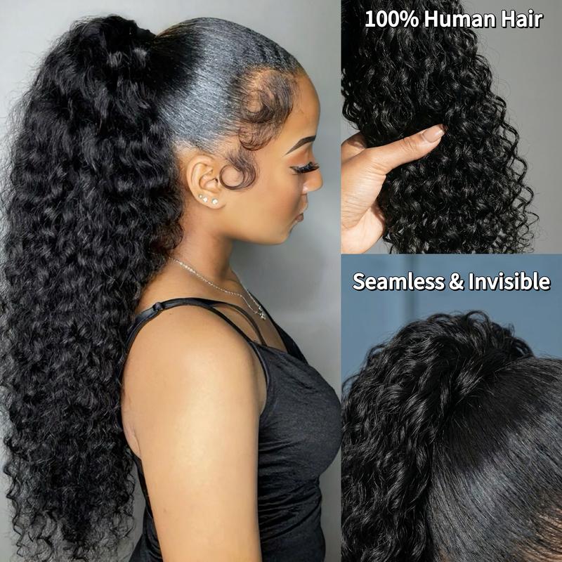 BGMgirl Water Wave High-Density 10-Sec Ponytail Protective Hairstyle Draw-string Ponytail Hair Extensions Ponytail 100% Human Hair