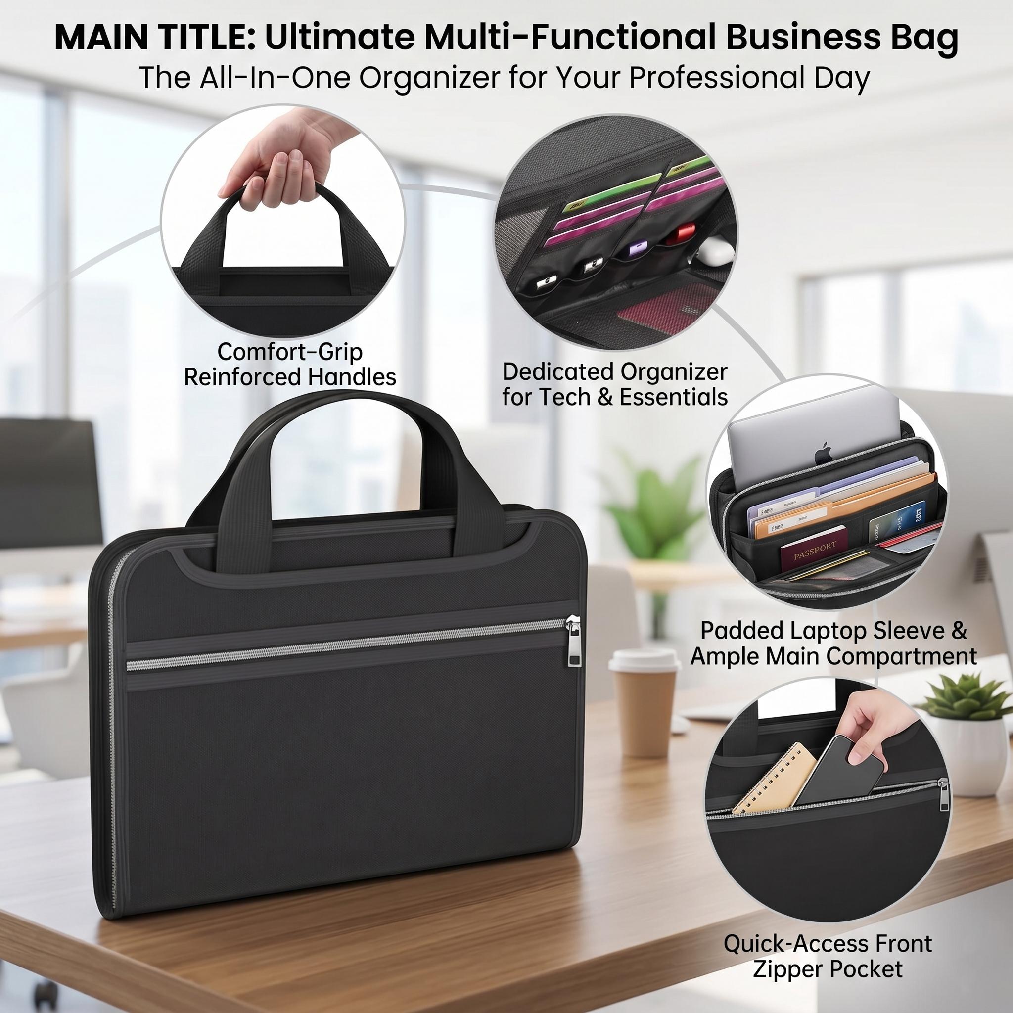 Large-Capacity Fireproof File Folder with Handle, A4Document Bag & Data Paper Organizer, Versatile Test PaperStorage for Office Stationery & Supplies