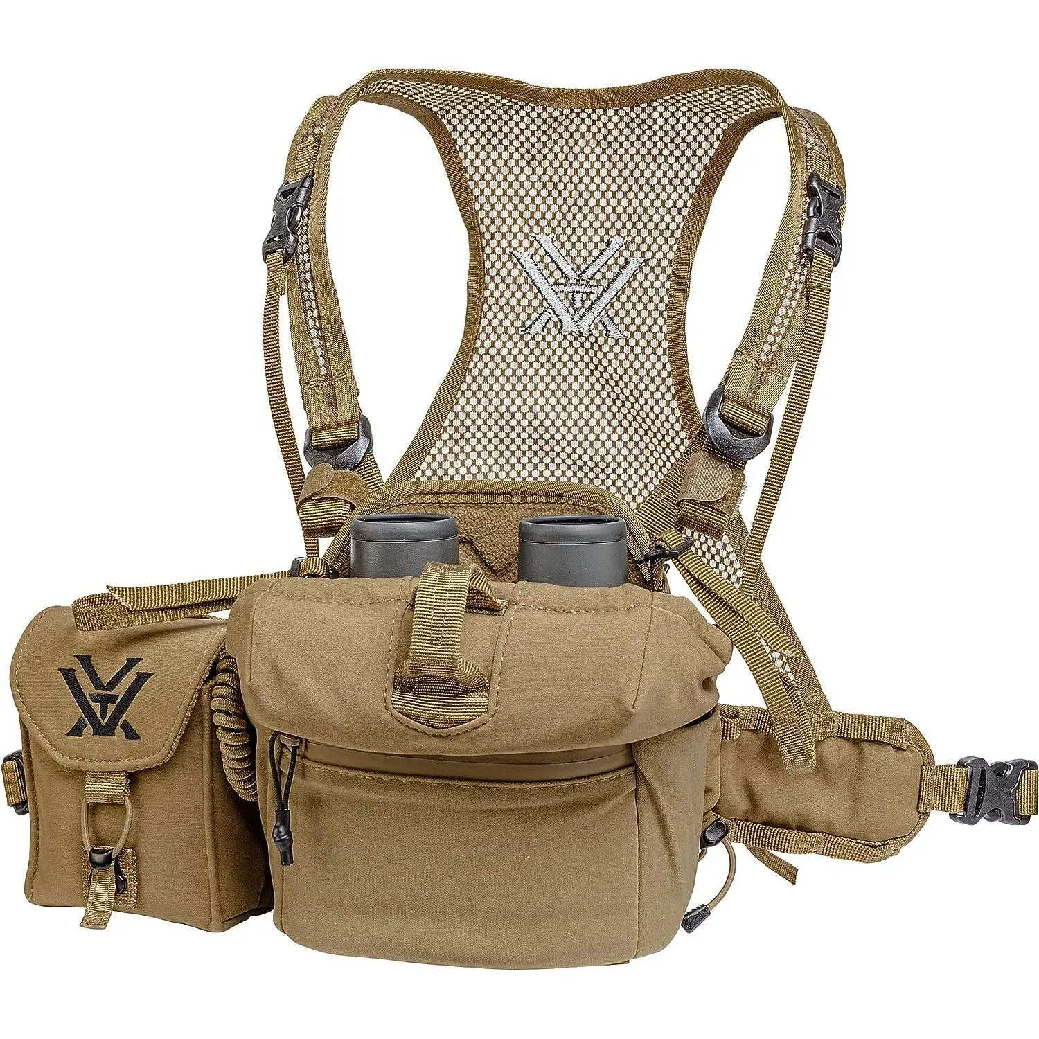 Vortex GlassPak Pro Binocular Harness - Modular Chest Pack with DWR-Coated Fabric, Quiet Microfiber Interior, Modular Pockets, Unisex Adjustable Quick-Release Straps, Large (P600-L) for Hunting Backpacking, Includes Microfiber Cloth
