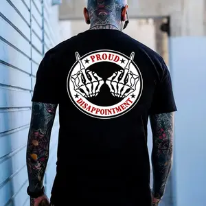 PROUD DISAPPOINTMENT Defiant Bone Hand Print Men's T-Shirt, Top Menswear Cotton Tee Shirt, Unisex Fashion, Soft Fabric, ShortSleeve, Regular Fit, Casual Streetwear
