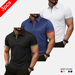 3-Pack Men’s light athletic contrast-color polo shirt with smooth fabric and contrasting sleeves, suitable for gym wear and a casual after-workout look