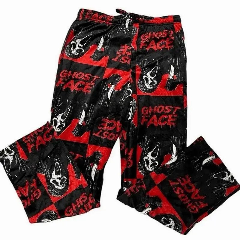 Retro Horror Pajama Pants, Slasher Movie Inspired Sleepwear, Halloween Lounge Bottoms, Gothic Satin Pajamas, Gift for Fans