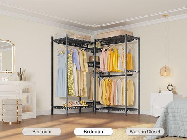 VIPEK L6 Corner Clothes Rack Heavy Duty Closet Organizer with Adjustable Shelves & Hanging Rods, L-Shaped Freestanding Wardrobe, Load up to 1130lbs