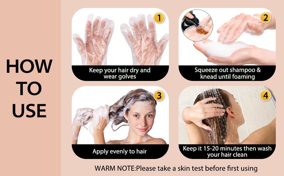 Black Hair Dye Shampoo 5-in-1, Natural Hair Coloring Shampoo with Ginseng Extract for Women & Men, Herbal Gray Hair Coverage, Long-Lasting black hairdye 500ml (Black)