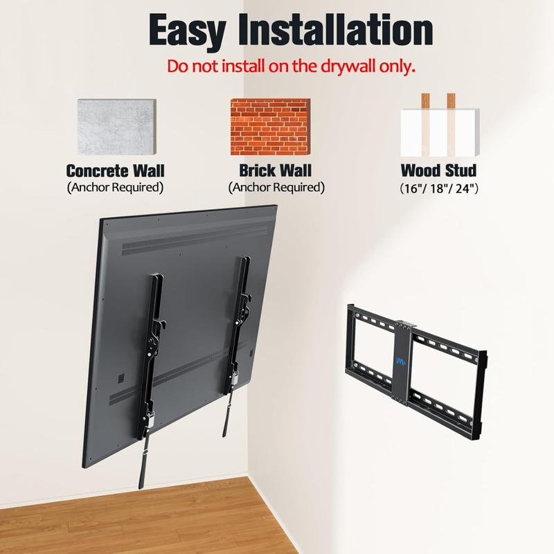 TV Mount for Most 37-75 Inch TV, Universal Tilt TV Wall Mount Fit 16", 18", 24" Stud with Loading Capacity 132lbs, Max Vesa 600 x 400mm