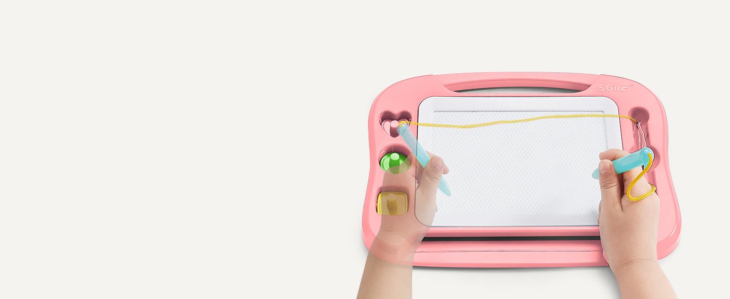 SGILE Magnetic Drawing Board for Kids with Magnet Pen and Three Stamps - Educational Learning Toy&Gift for Toddlers，Regalo