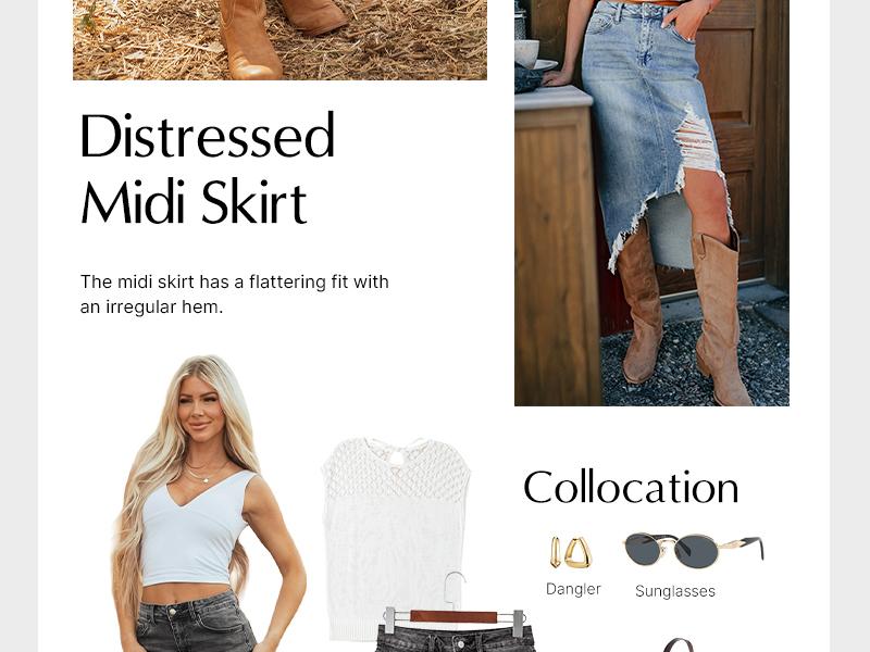 Asvivid Western Asymmetrical Ripped Denim Midi Skirt with Pocket Women High‑low Distressed Irregular Raw Frayed Hem Casual Destroyed Cowgirl Jean Skirts Bottoms Clothes for Back To School Fashion Fall Pick Asvivid Western Asymmetrical Ripped Denim Midi Skirt with Pocket Women High‑low Distressed Irregular Raw Frayed Hem Casual Destroyed Cowgirl Jean Skirts Bottoms Clothes for Back To School Fashion Fall Pick