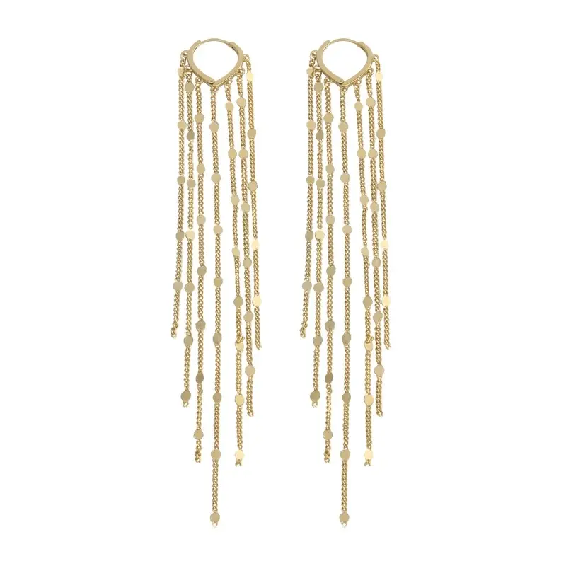 Tewiky 14K Gold Plated Long Tassel Earrings for Women,Chain Tassel Threader Earrings Trend Dangling,Trendy Hypoallergenic Bride Party Prom Jewelry and Women Gifts For Mother's Day gifts summerwins-LB