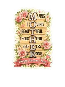 Mother's Day DTF Transfer for T-Shirts - Amazing Loving Beautiful Thoughtful Selfless Strong Design