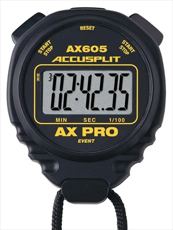 ACCUSPLIT AX605 Pro Series Stopwatch - Ergonomic X Case, Polycarbonate Body, 5 Years Battery Life, Water Resistant, Large Digital Display for Event Timing, Digital Timer, Built In Timer, Digital Timer Display, Electronic Timer