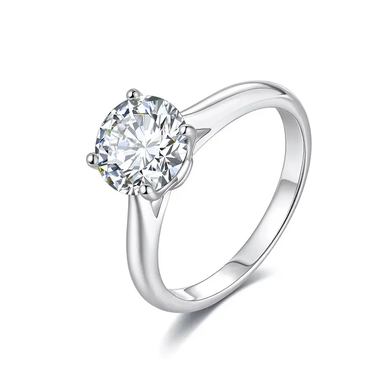 Women's 1-2ct Round VVS Synthetic Moissanite 4-Prong Solitaire Ring Band, Casual Artificial Gemstone Engagement Promise Rings for Anniversary Gifts, Casual Artificial Gemstone Rings
