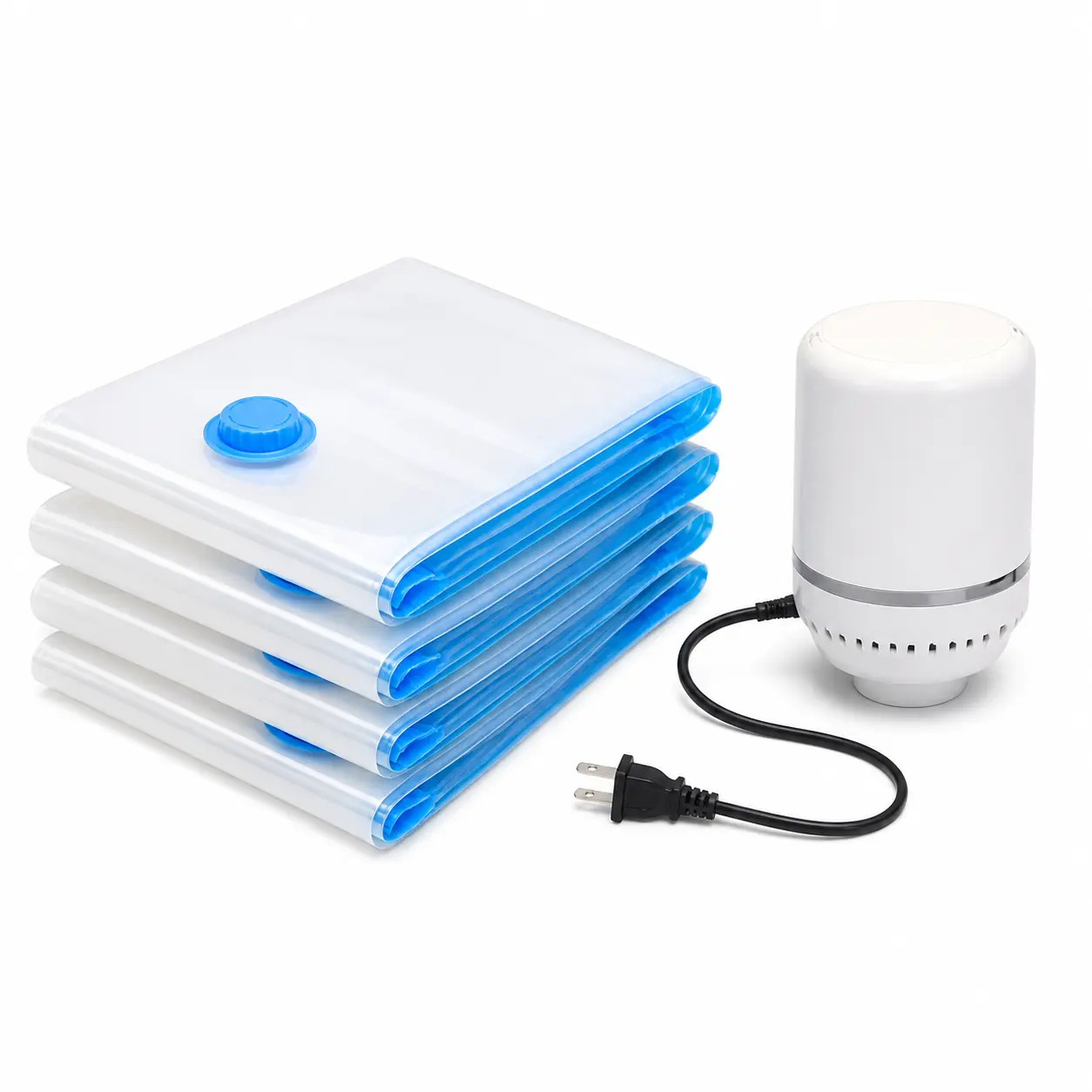 Travel Vacuum Storage Bags with USB Electric Pump, Combo Space Saver Vacuum Seal Bags for Clothing Travel Vaccine Sealed Storage Bag ，6 Pack Vacuum Storage Bags with Electric Pump, Space Saver Bags Compression for Comforters and Blankets