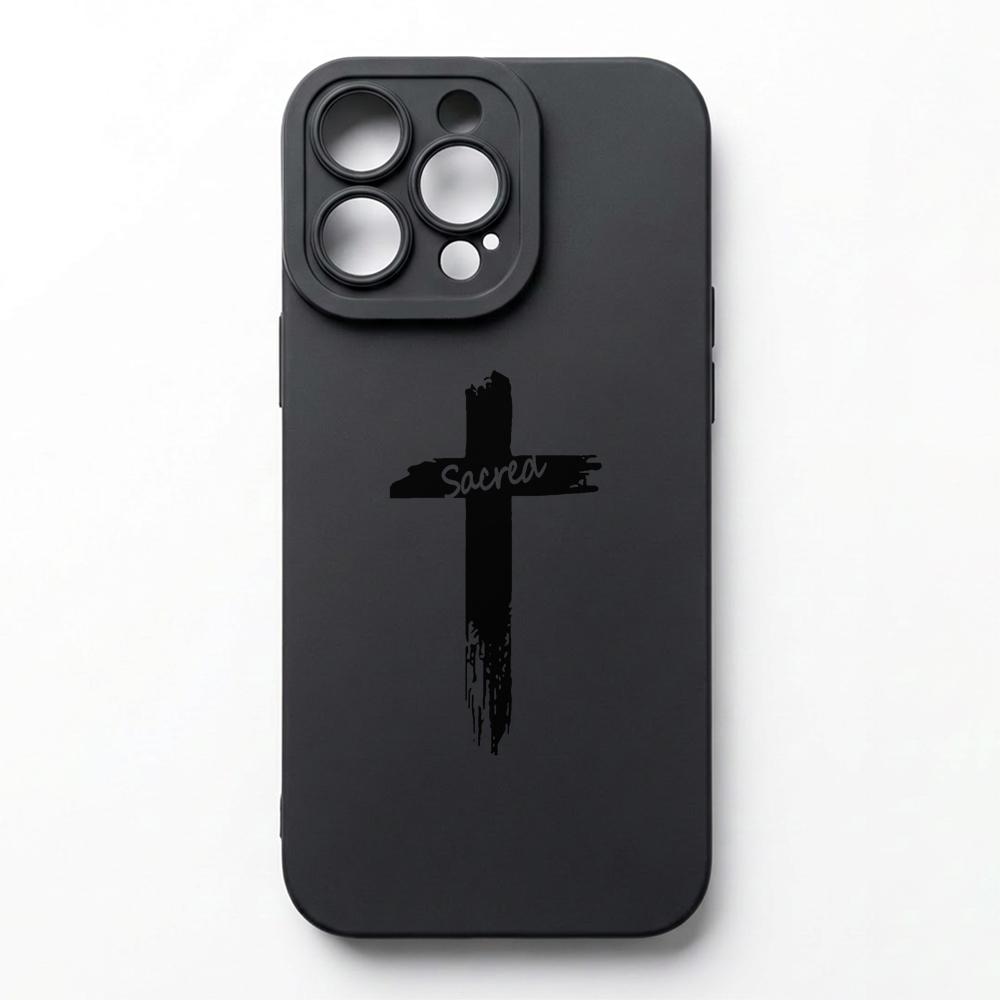 Cross pattern, black shockproof phone case, compatible with iPhone 11, 12, 13, 14, 15, 16, 17 Pro Max, Pro Plus and Air. An ideal gift for boyfriends/girlfriends, or for holidays, showcasing a high-end feel and stylish design.