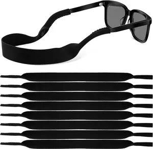 Konohan 8 Pack Black Men Women Neoprene Sunglass Straps Floating Soft Eyeglass Strap Safety Eyewear Retainer Fit Most Glasses Neoprene Material for Sports Outdoors Water Activities Adventures